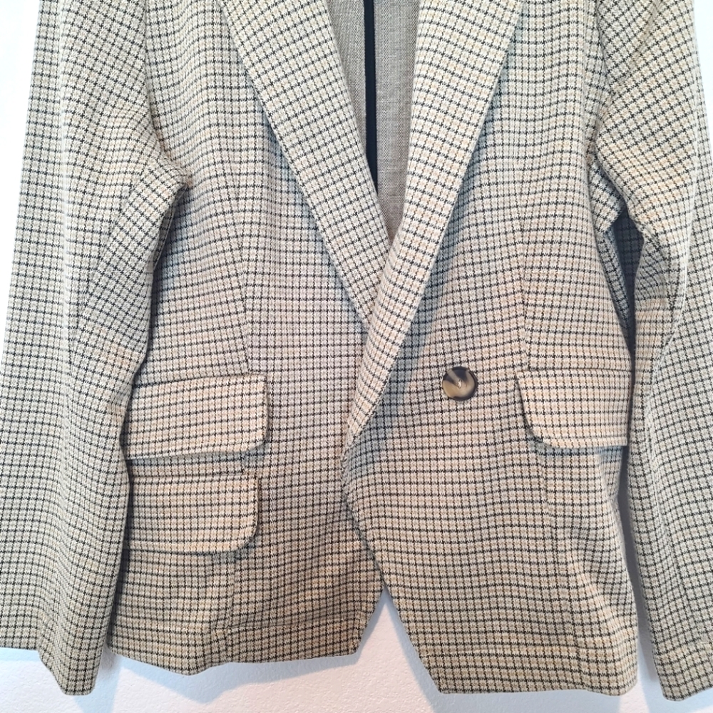 Anthropologie Maeve Houndstooth Stretch Knit Collegiate Blazer Jacket - Picture 6 of 8